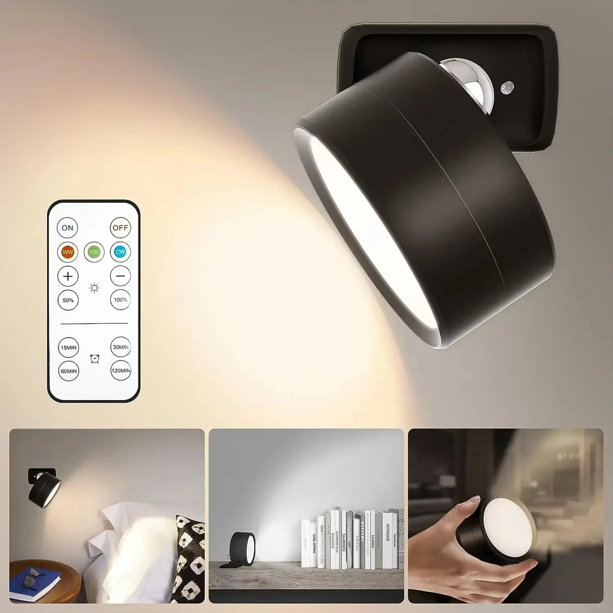 1pc Office Desk Lamp LED Magnetic Puck Light Dimmable Color Changing Battery Powered Remote Control Task Lighting for Workspace