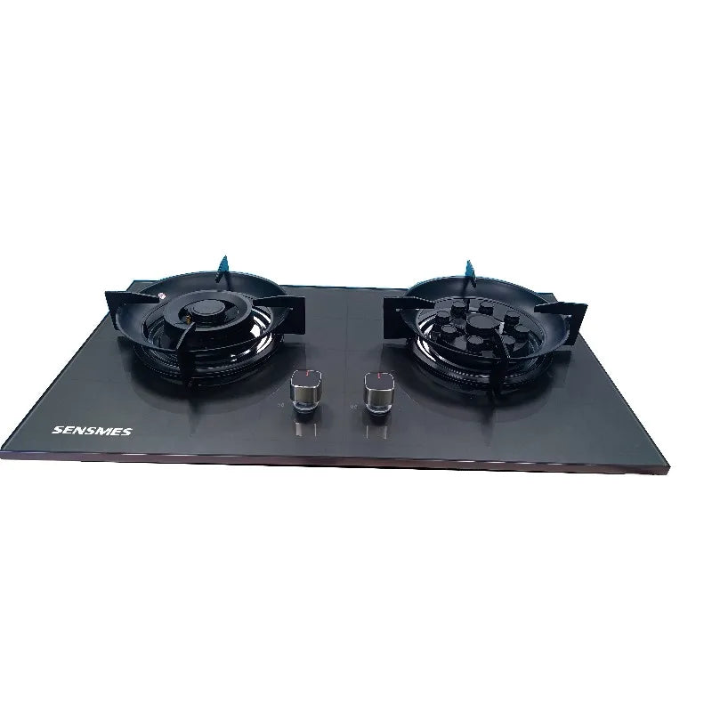 Black Tempered Glass Panel 2 Burner Built In Gas Hob Kitchen Cooking Appliance NG LPG Dual Fuel Gas Stove
