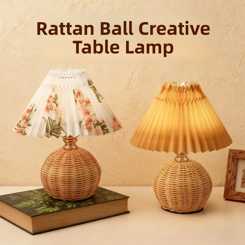 Beaded Shade Folded Wooden Lampshade Bedside Table Lamp Bedroom Creative Atmosphere Lamp Umbrella LED Night Light