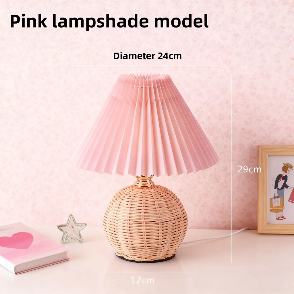 Beaded Shade Folded Wooden Lampshade Bedside Table Lamp Bedroom Creative Atmosphere Lamp Umbrella LED Night Light