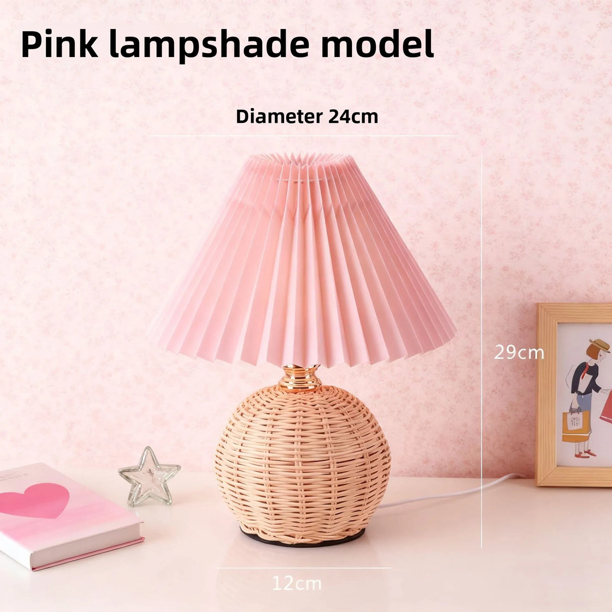 Beaded Shade Folded Wooden Lampshade Bedside Table Lamp Bedroom Creative Atmosphere Lamp Umbrella LED Night Light
