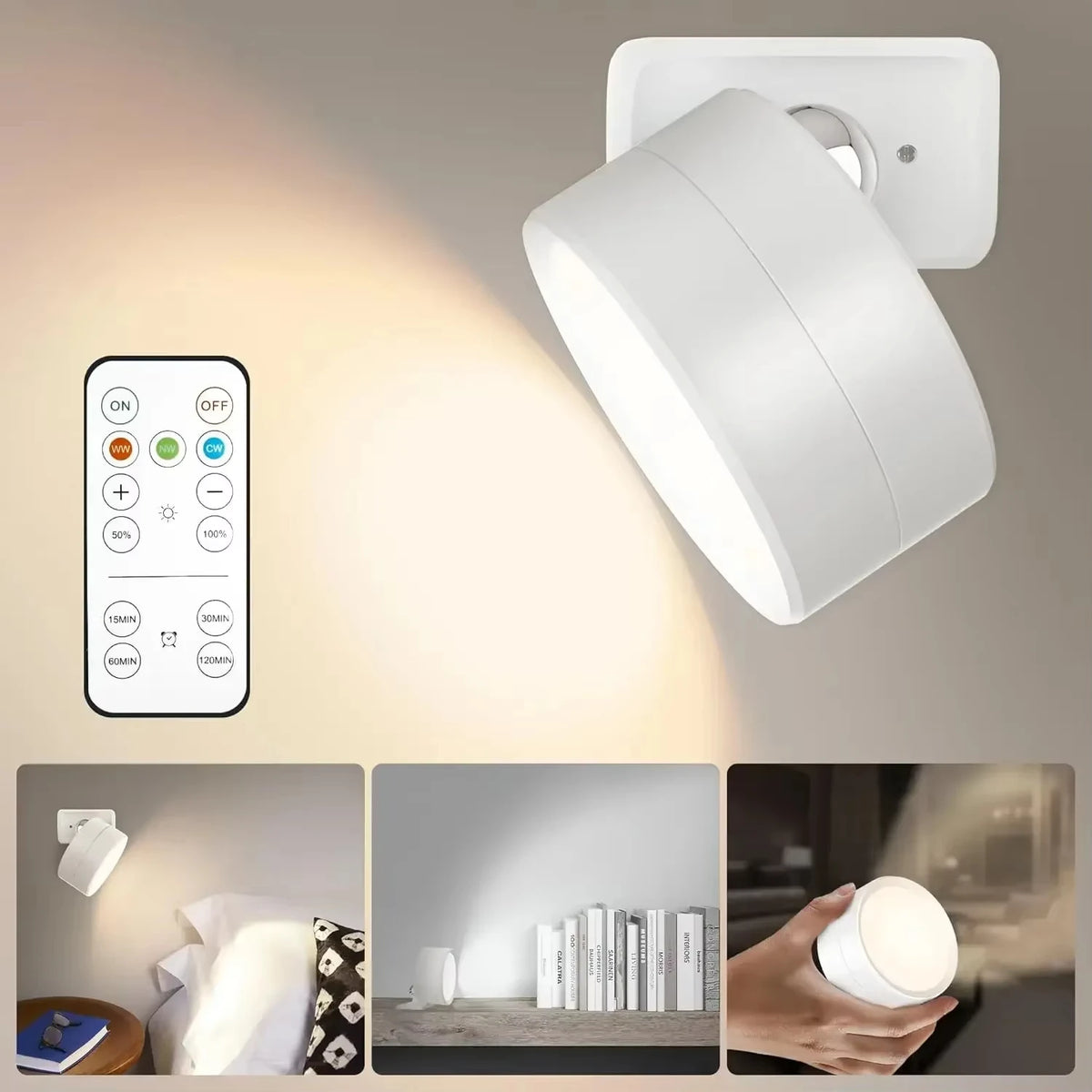 1pc Office Desk Lamp LED Magnetic Puck Light Dimmable Color Changing Battery Powered Remote Control Task Lighting for Workspace