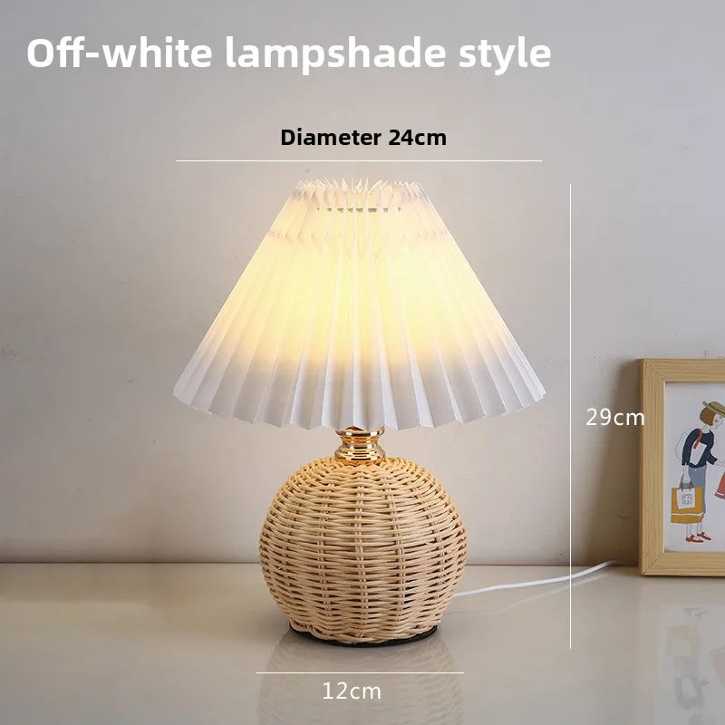 Beaded Shade Folded Wooden Lampshade Bedside Table Lamp Bedroom Creative Atmosphere Lamp Umbrella LED Night Light