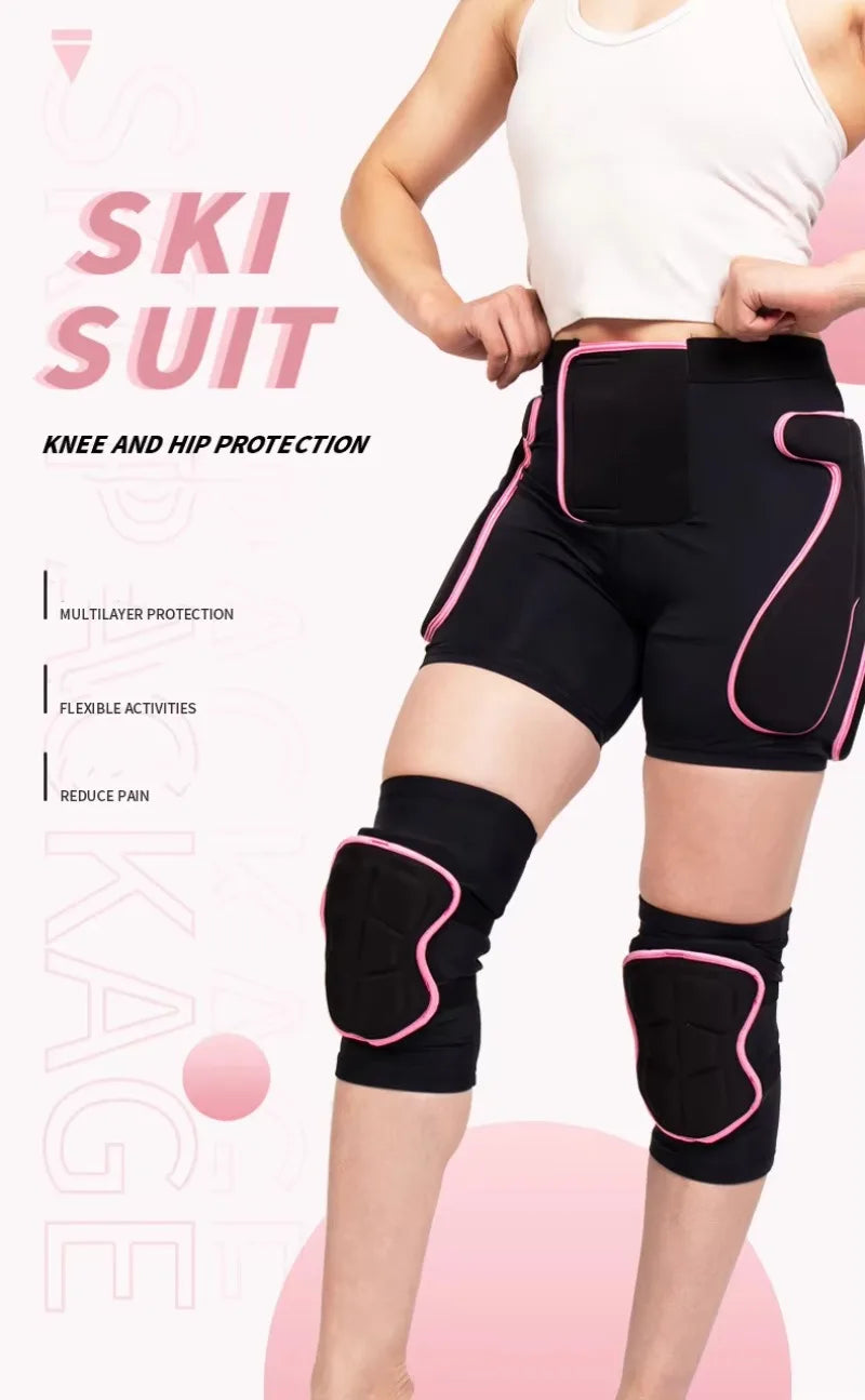 Snowboard Ski 3D Hip Butt Knee Guard Impact Pad Skiing Shorts Pants Knee Guards Protection Pad for Skate Ice Skating
