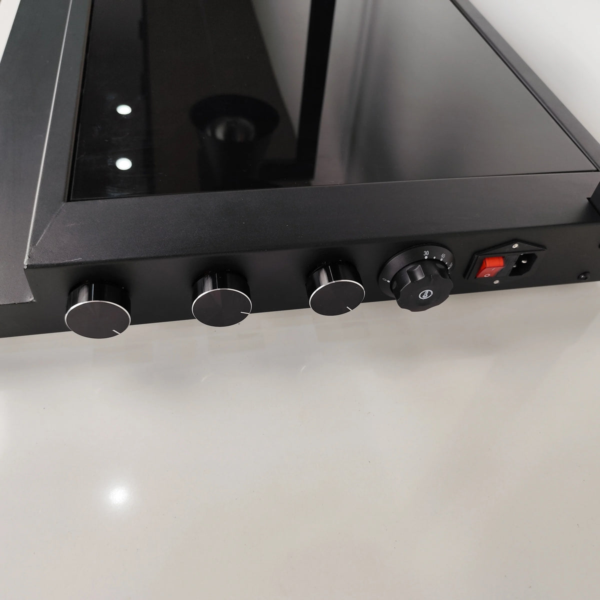 Black Dual-Sided Heating Warming Lamp Station with Infrared Lamp Food Warming Lamp  with Glass Warming Panel for Hotel Buffet