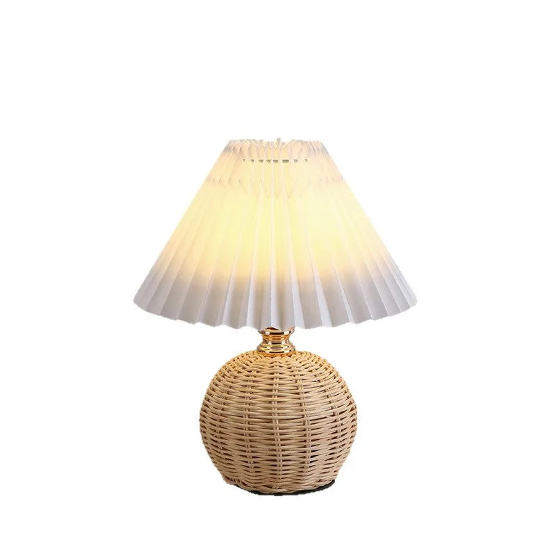 Beaded Shade Folded Wooden Lampshade Bedside Table Lamp Bedroom Creative Atmosphere Lamp Umbrella LED Night Light