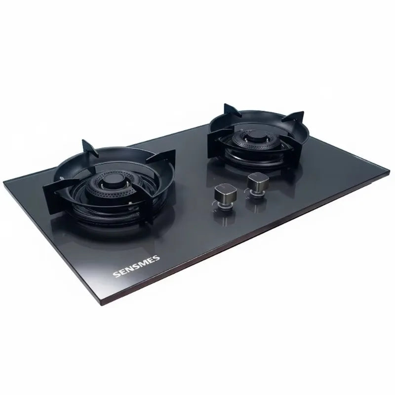Black Tempered Glass Panel 2 Burner Built In Gas Hob Kitchen Cooking Appliance NG LPG Dual Fuel Gas Stove