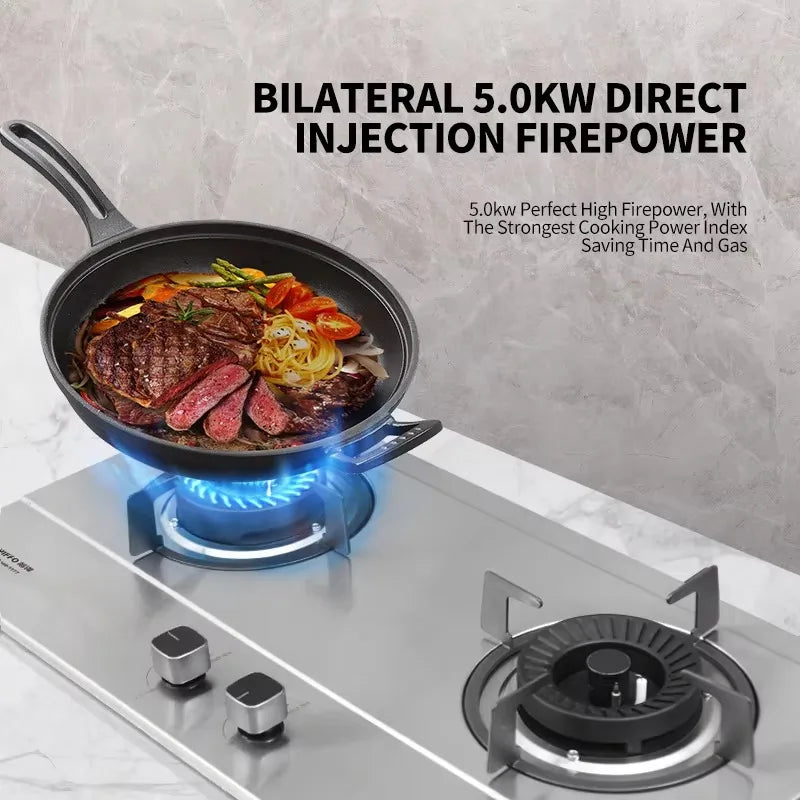 Energy-Efficient LPG Class Dual-Cooker Gas Cooktop Piezoelectric Ignition Stainless Steel Surface Household Built-In Flameout 30